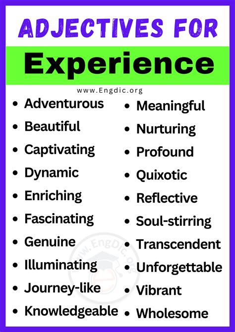 words to describe experiences.